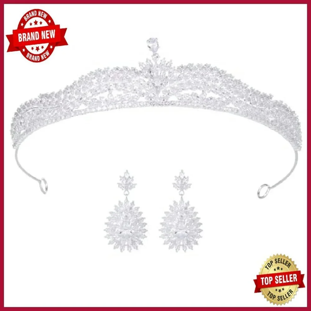 Cubic Zirconia Tiara Headpiece Bridal Hair Accessory Silver Plated